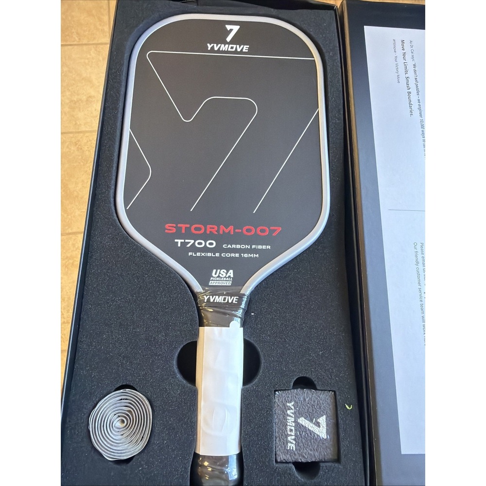 YVmove Pickleball Paddle with T700 Carbon Fiber Surface & 16mm Flexible Core NIB